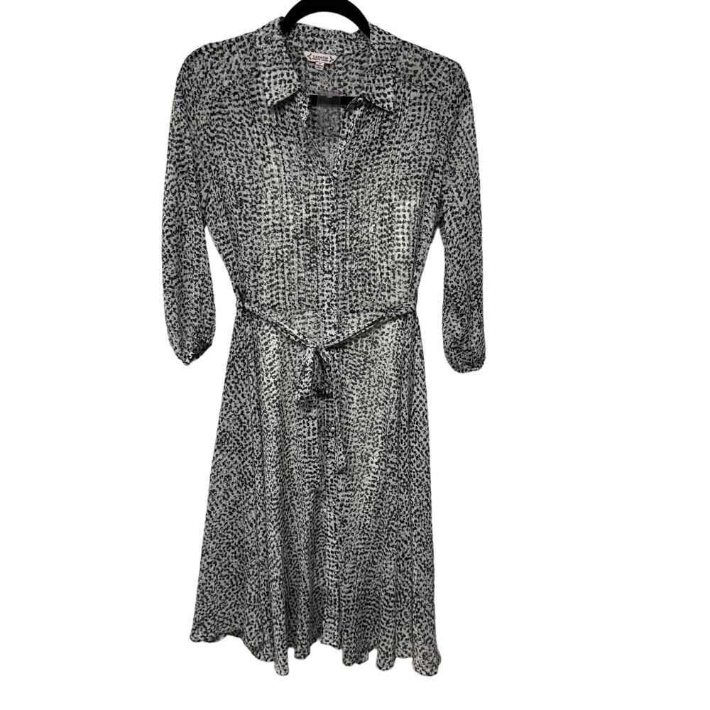 Nanette Lepore Womens Sugar Sizzle Shirt Dress 3/4 Sleeve Black White 4 Small
